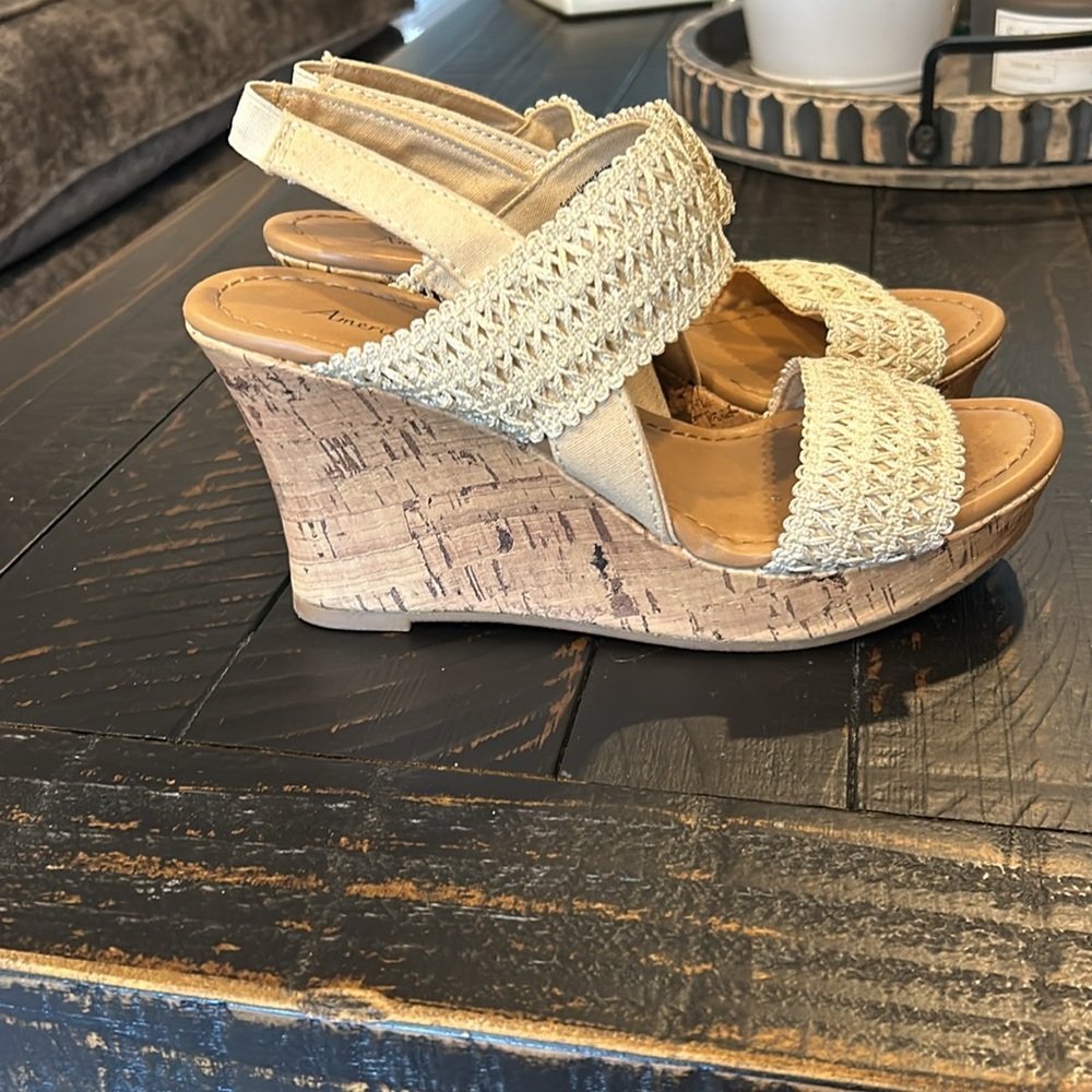 American Eagle Outfitters Cream Wedge Sandals
